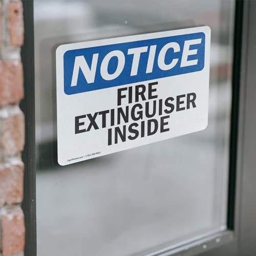 (2 Pack) Fire Extinguisher Inside OSHA Notice Sign 18 Inch X 12 Inch Vinyl Label Decal Sticker Weather Resistant, UV Protected for Workplace, Business, and Construction Site, Made in the USA - size: 18 Inch X 12 Inch, style: Vinyl Decal