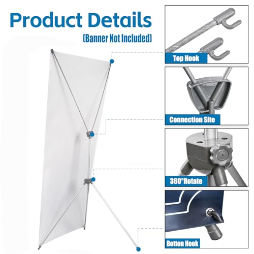 USCNC X Banner Stand Adjustable Fit Banner 23 x 63 to 32 x 78 Inch(STAND ONLY), Portable Travel Bag,Suitable for advertising, stores, exhibitions, restaurants, events, birthday parties, and other occasions (4 Pack) - size: 4 Pack