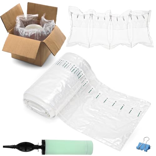 Tebery 400 Count Air Pillows for Shipping, 4.72"x7.87" Inflatable Air Cushioning Bags Roll with Pump, Reusable Packing Filler Materials, Leak-Proof Purse Stuffing Supplies for Shape