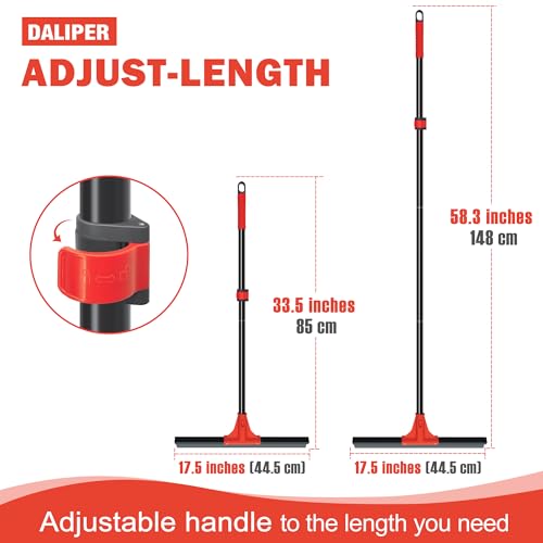 Floor Squeegee with 18'' Silicone Rubber Scraper Head and 58'' Long Adjustable Handle, Heavy Duty Shower Squeegees for Concrete Floor, on Multi-Surface Tile Glass Pool Garage Cleaning - size: 18"
