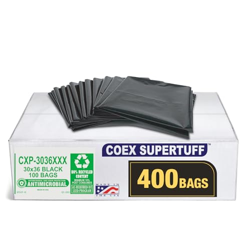 Aluf Plastics 20-30 Gallon 2 MIL (eq) Black Heavy Duty Trash Can Liners - 30" x 36" - Pack of 400 - For Contractor, Industrial, Commercial - style: 20-30 Gal, 2 Mil Equiv, 400 Count