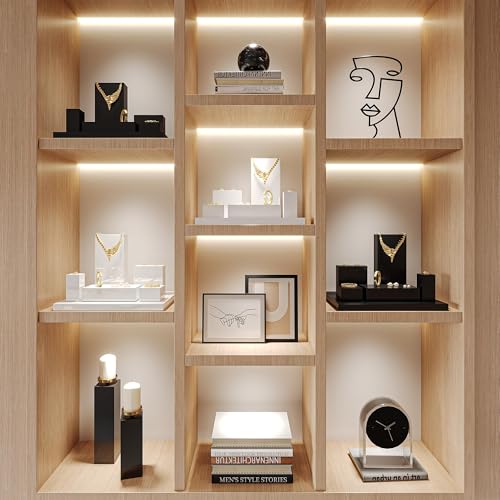 Oirlv Solid Wood Minimalism Style Jewelry Display Stand Showcase Jewelry Organizer Black Square Holder (SM05305) - color: SM05305
