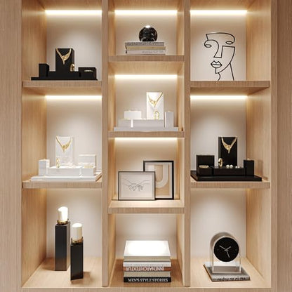 Oirlv Solid Wood Minimalism Style Jewelry Display Stand Showcase Jewelry Organizer Black Square Holder (SM05305) - color: SM05305