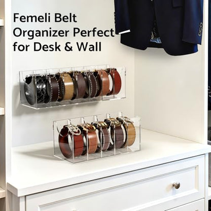 FEMELI Acrylic Belt Organizers Holders For Closet 7 Slots Belt Storage Box - size: 7-Compartments-01