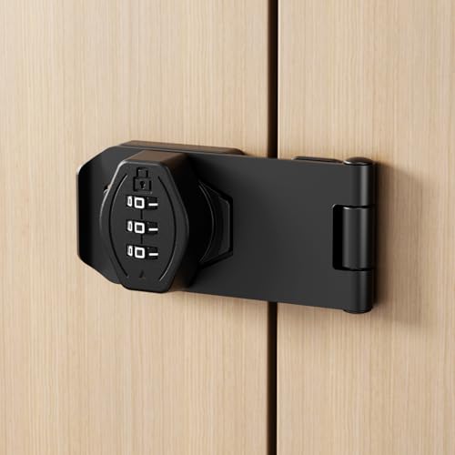ETEKJOY Cabinet Lock Keyless 3-Digit Password Combination Code Hasp Latch Lock Twist Knob Wooden Drawer Cupboard (Black, 3 inch) - color: Black, size: 3 Inch
