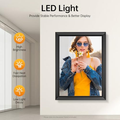 LED Movie Poster Frame 18 x 24, Wall Mounted Poster Frame LED Light Box Backlit Movie Lightbox Theater Advertising Display Cinema Snap Light Box for Film Exhibitions, Advertisements, Sign - color: Black, size: 18" x 24"