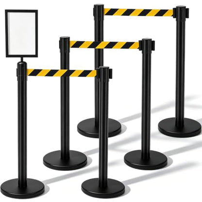 Geelin 6 Pack Crowd Control Stanchions Barriers, 9.8ft, Black Yellow - color: Black Yellow, size: 9.8ft