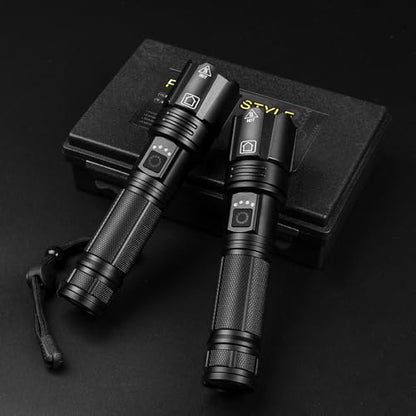 Rechargeable LED 99,000 Flashlights High Lumens 2-Pack Bright Flash Light