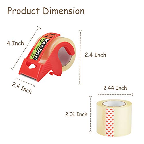 Packing Tape with Dispenser, 12 Rolls Clear Shiping Package Tape, 2'' x 32.8 yd, 1.5'' Core, Designed for Packing, Shipping & Mailing - size: 12 rolls