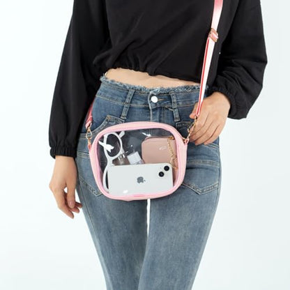 TOBVZOO Clear Bag Stadium Approved, Crossbody Transparent Bag for Concerts Sports Events, Purses for Men & Women - color: Pink