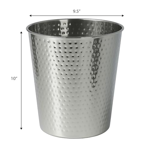 happimess Axel 2 Gal Hammered Steel Waste Bin 10", Polished Steel, Set of 2 - color: Polished Steel, size: Set of 2