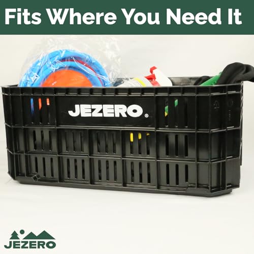 JEZERO Heavy-Duty Plastic Utility Tote | Reinforced Storage Crate for Heavy Loads | Durable & Reusable | 20" x 12" x 8", Black, 3-Pack - color: Black