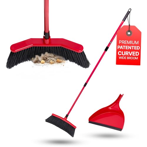 Da Vinci Broom with Dustpan Combo Set, 16-Inch Curved Head