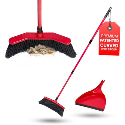 Da Vinci Broom with Dustpan Combo Set, 16-Inch Curved Head
