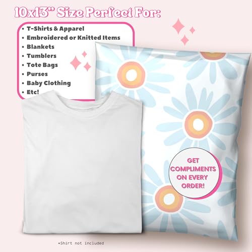 Picksie Mailers- Polymailers 10x13 Cute Boho Poly Bags for Small Business - color: Daisy Dream, size: 10x13