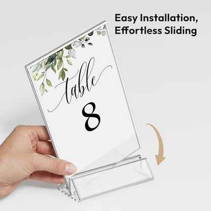 NIUBEE 5x7 Acrylic Sign Holder, Picture Frame, Wedding Table Numbers, 6pack - size: 5x7 6Pack