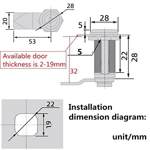 Tubular Cam Triangle Key Cabinet Lock 1-1/8” Electric Box Cabinet Drawer Lock Secures Important Documents and Drawers