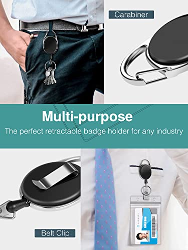 Puroma 10 Retractable Badge Reel Crystal Vertical Badge Holder Lanyards