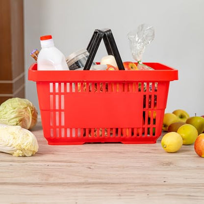 Restaurantware Plastic Shopping Basket, Red, with Plastic Handles - style: Plastic Handles