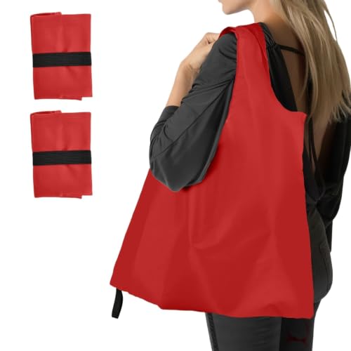 Foldable Shopping Bag, Reusable Grocery Bag Holder, Tote Bags - color: B3-red 2