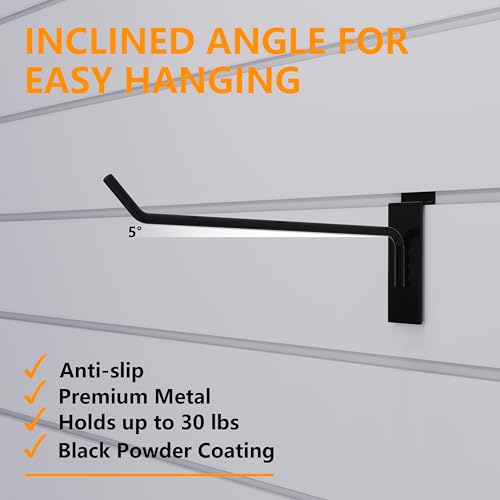 Slatwall Panel Hooks, Black, 8'', 25PCS Slat Wall Tool Hanger - color: Black, size: 8 Inch