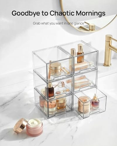 Vtopmart 8 Pack Small Clear Stackable Storage Drawers for Desk, Countertop - style: Small-8pack-Clear