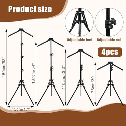 4 Pack Adjustable Shirt Display Stand 32-63 Inch with Sturdy Tripod Base - color: Black-4pcs