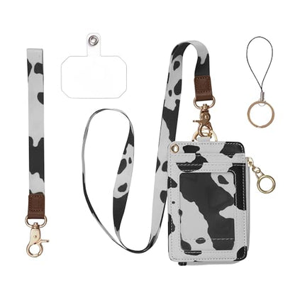 MONDO DESIGNS 2-in-1 ID Badge Holder Lanyard Wallet - Cow - color: Cow
