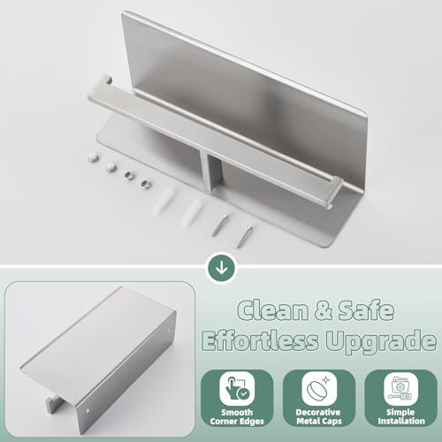 APLusee Dual Roll Toilet Paper Holder, Brushed Nickel, 304 Stainless Steel - color: Brushed Nickel, size: Double Rod