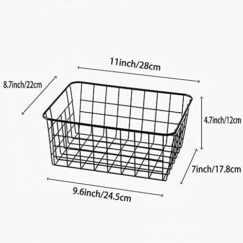 LeleCAT Wire Storage Baskets,Metal Wire Food Storage Organizer Bin Basket with Handles for Kitchen Cabinets, Pantry, Bathroom, Closets, Garage,Black 4 Pack - size: 4 Pack