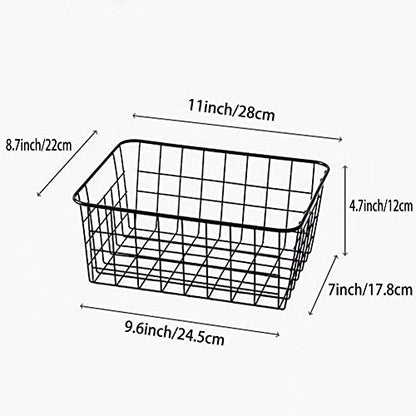 LeleCAT Wire Storage Baskets,Metal Wire Food Storage Organizer Bin Basket with Handles for Kitchen Cabinets, Pantry, Bathroom, Closets, Garage,Black 4 Pack - size: 4 Pack