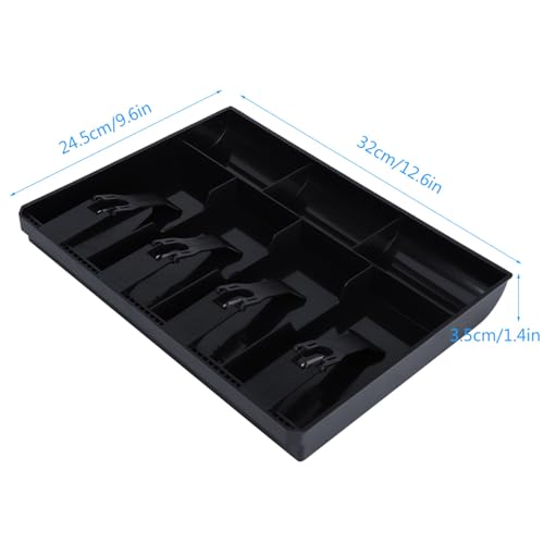 Cash Register Drawer Insert Tray, 4 Bills Cash Till Drawer with Metal Clip Coin Safe Insert Trays Portable Cash Register for Small Businesses