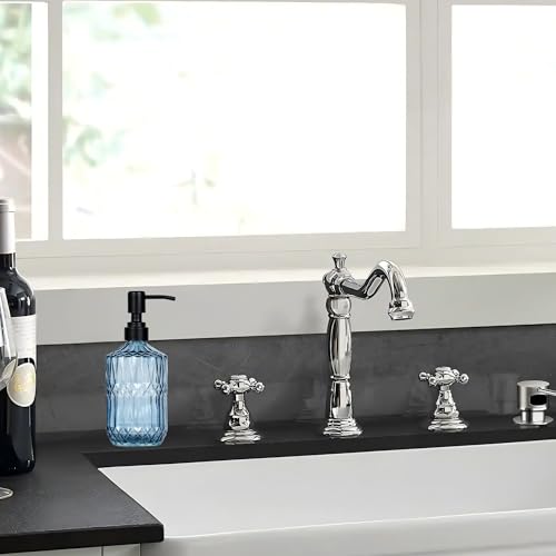 18 oz Blue Thick Glass Soap Dispenser with Black Rustproof Pump - color: Blue