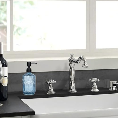 18 oz Blue Thick Glass Soap Dispenser with Black Rustproof Pump - color: Blue