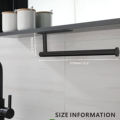 Paper Towel Holder - Eolax Under Cabinet Paper Towel Bar for Kitchen, Wall Mount Self Adhesive or Drilling Paper Towel Rack, 304 Stainless Steel (Black) - color: Black