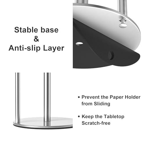 Paper Towel Holder Silver Stainless Steel Kitchen Countertop Roll Organizer - color: Silver