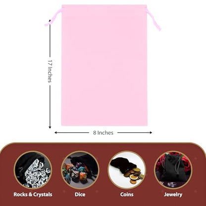 Mandala Crafts 8x17 Pink Velvet Drawstring Bags for Shoe Dusting Bags - color: Pink 8X17 Inches, size: 1 Count (Pack of 10)