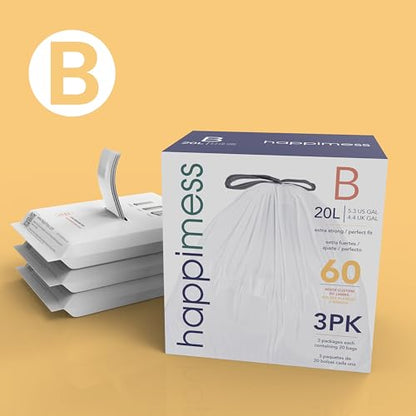 happimess 20-Count Unscented 5.3 Gal Trash Bags, White, Pack of 3 - color: White, size: 60 Count (Pack of 1)