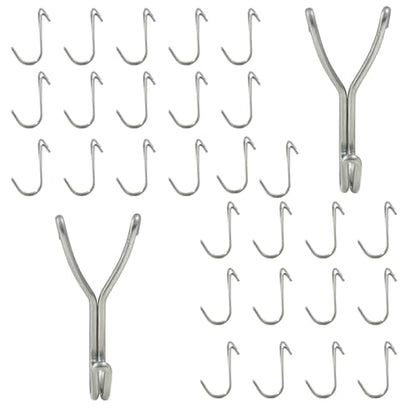 Pegboard Hooks, 3/4 Inch Silver, 30 Pack