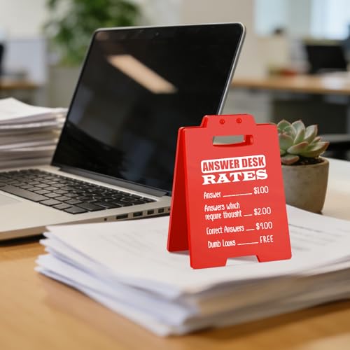 Funny Office Cubicle Decor Answer Desk Rates Sign Fun Humor Sarcastic Gifts for Women Men Boss Lady Coworker Team Employee Valentines Day Appreciation White Elephant gift - style: Answer Desk Rates Sign