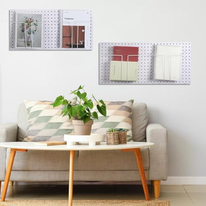 Beeveer 4 Pair Pegboard Display Shelves Expandable Magazine Holder, White - color: White