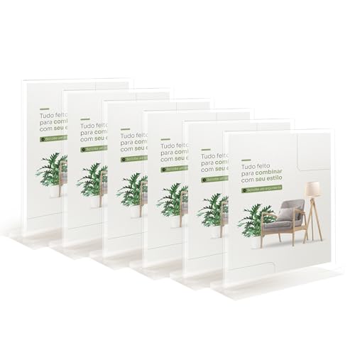YUNCHUN 6 Packs Acrylic Sign Holder 5 x 7 Standing, L-Shape Magnetic 5 x 7 Clear Menu Holder, Table Display Stand of Slant Back & Acrylic Frame for Store, Wedding, Restaurant, Hotel, Office Use - style: 6 PCS (5 x 7 Inches)