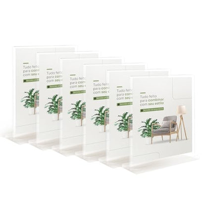 YUNCHUN 6 Packs Acrylic Sign Holder 5 x 7 Standing, L-Shape Magnetic 5 x 7 Clear Menu Holder, Table Display Stand of Slant Back & Acrylic Frame for Store, Wedding, Restaurant, Hotel, Office Use - style: 6 PCS (5 x 7 Inches)