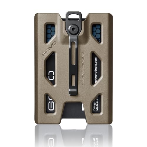 GOVO T4 Badge Holder/Wallet - Durable Polycarbonate ID/Credit Holder with Metal Clip and 4 Cards Slot (Holds 1 to 4 Cards) (Tan) - color: Tan