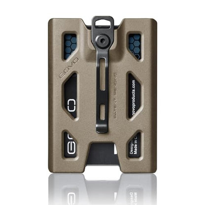 GOVO T4 Badge Holder/Wallet - Durable Polycarbonate ID/Credit Holder with Metal Clip and 4 Cards Slot (Holds 1 to 4 Cards) (Tan) - color: Tan