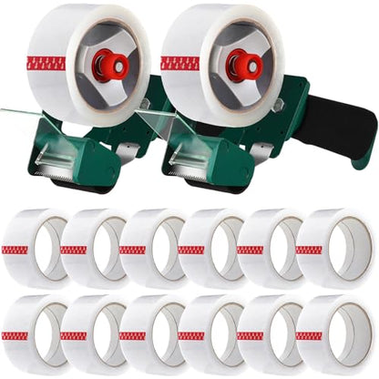 Dunzoom 2 Pack Packing Tape Dispenser Gun, 12 Rolls 2 Inch, Green - color: Green