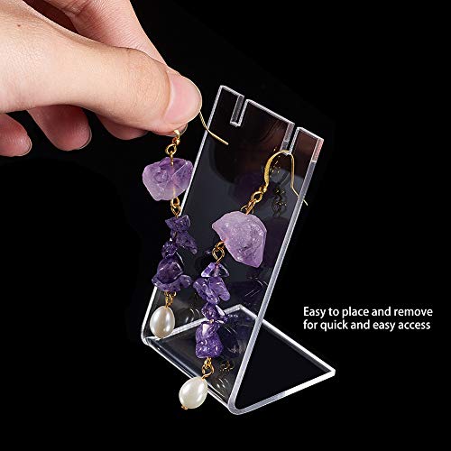 PH PandaHall 10pcs Acrylic Earring Holder Single Pair L-Shape Jewelry Displays Stand Earring Organizer for Jewelry Dangling Slant Back Display Props Show Retail Store Marketing 1.3x1.7x3 Inch