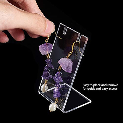 PH PandaHall 10pcs Acrylic Earring Holder Single Pair L-Shape Jewelry Displays Stand Earring Organizer for Jewelry Dangling Slant Back Display Props Show Retail Store Marketing 1.3x1.7x3 Inch