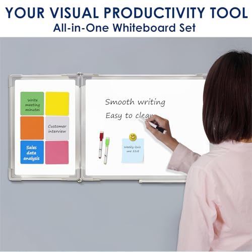 Whiteboard Set, 47x18 in White Board Dry Erase for Wall with Magnetic Notes - size: 47x18"