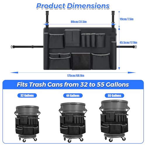 1680D Trash Can Caddy Bag, 10 Pockets Organizer